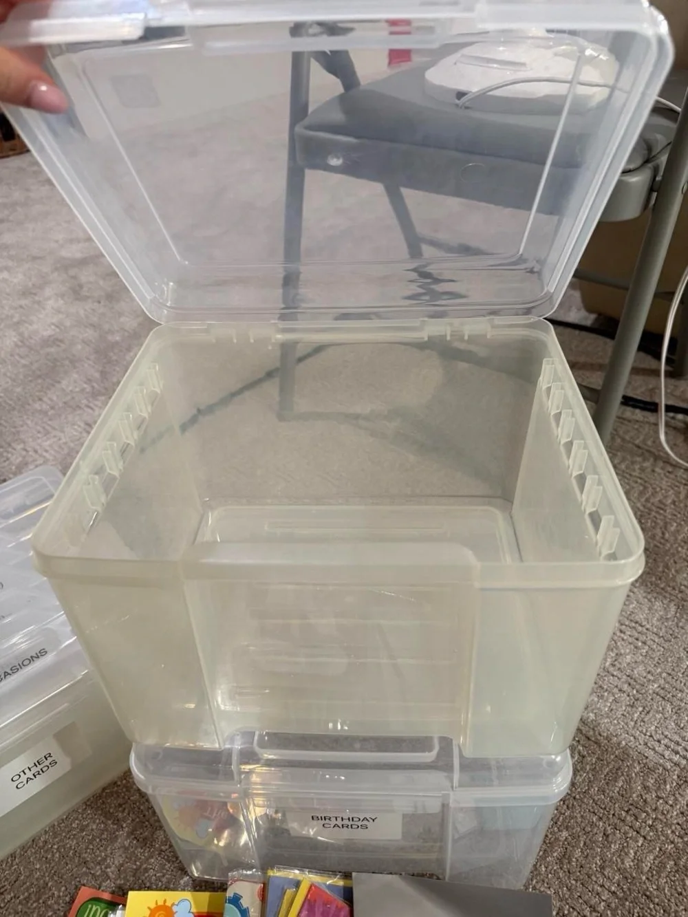Clear Stackable Plastic Card Storage Boxes - Translucent White